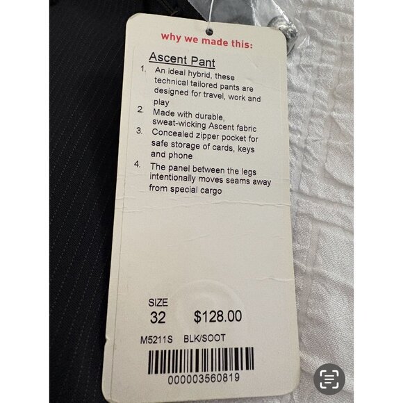 NWT New Lululemon Mens Ascent Pant Hybrid Tailored Black BMC Size 32 W X 33 L - Picture 8 of 12